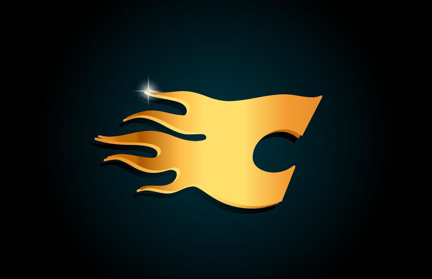 oro c alfabeto lettera icona logo design. modello creativo per affari con fiamme dorate vettore