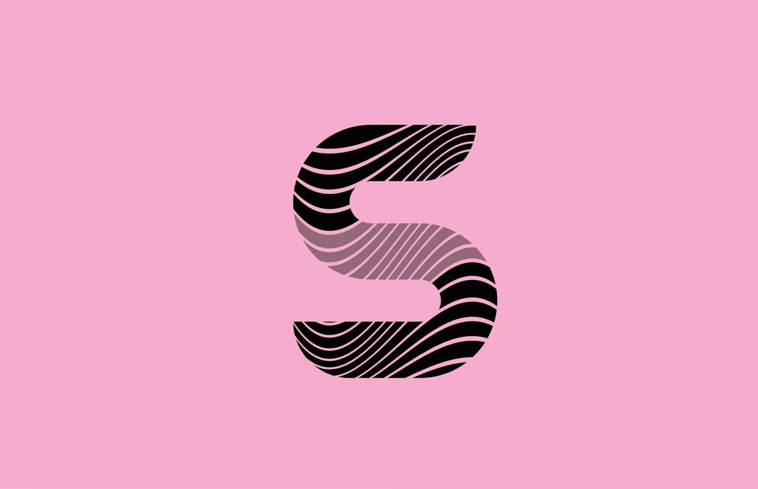 icona del design del logo della lettera s nera con sfondo rosa. modello creativo per azienda con linee vettore