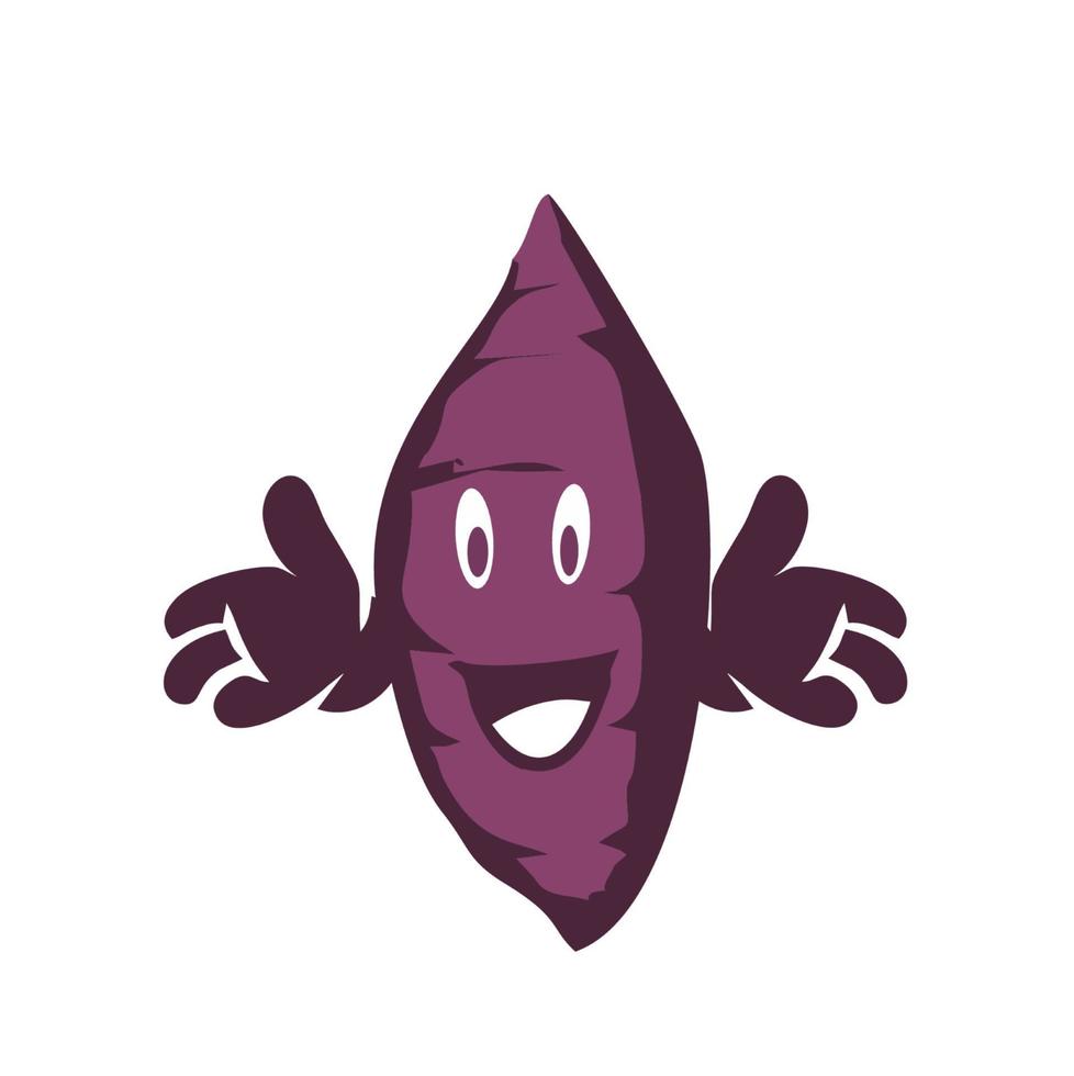 mascotte della patata dolce e icona del personaggio divertente e vettore del logo