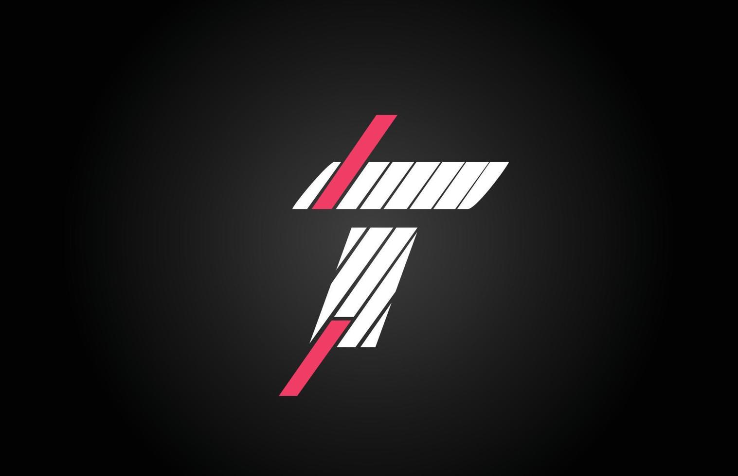 design della linea t alfabeto lettera icona logo design. modello creativo per affari e società con colore rosa e bianco vettore