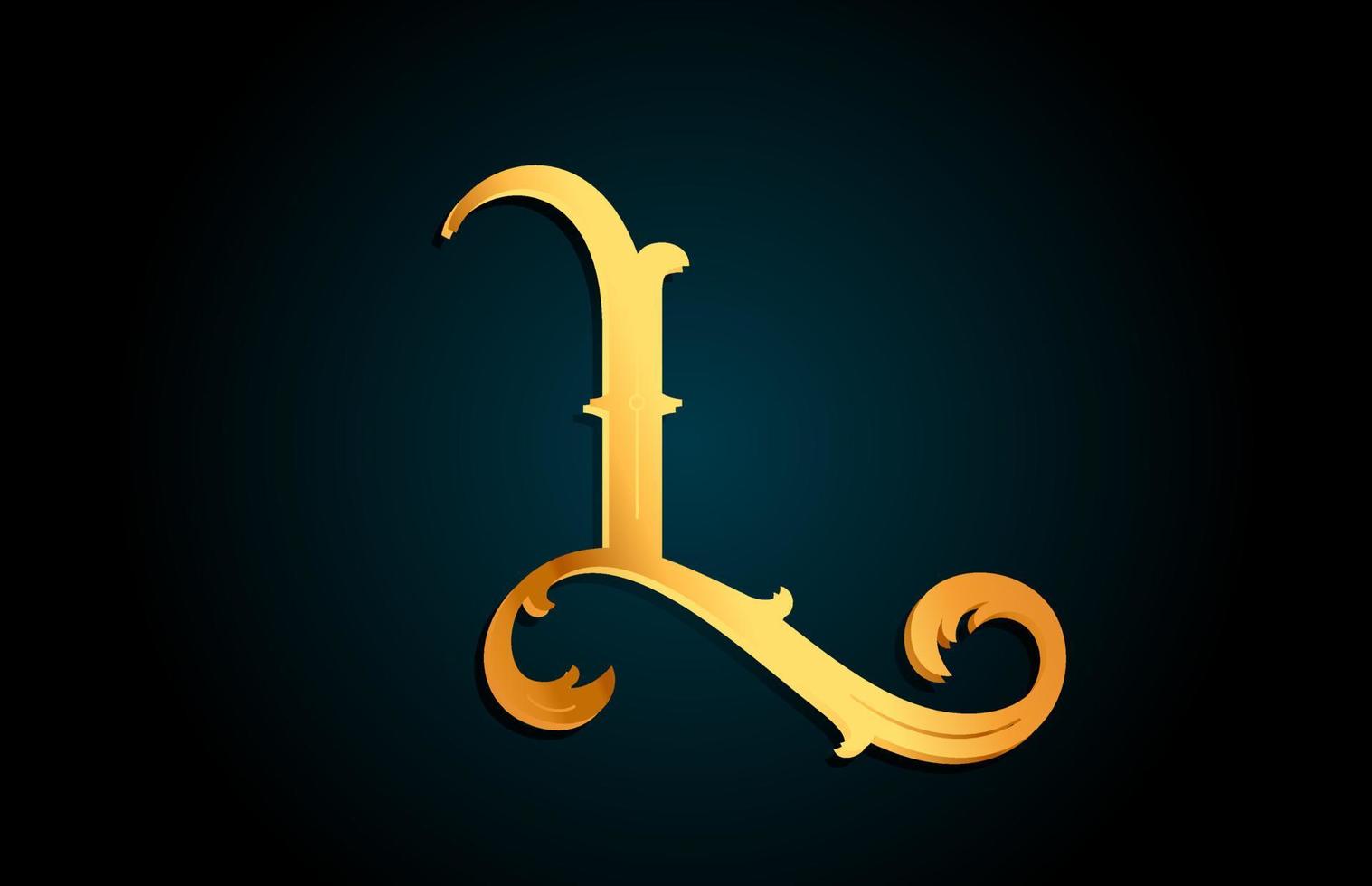icona del design del logo della lettera dell'alfabeto dorato l. modello creativo per affari o società con colore giallo vettore