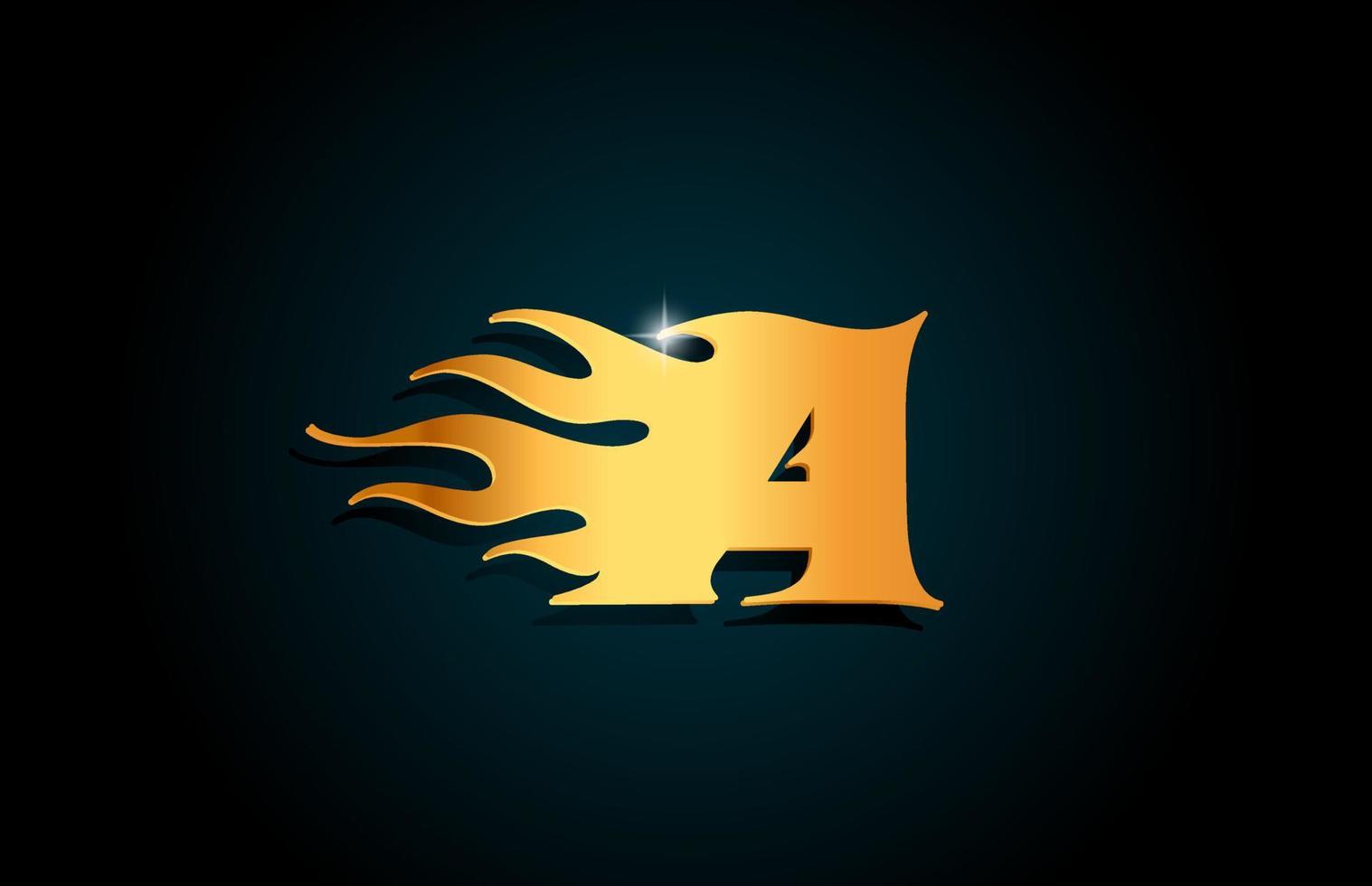 oro un design del logo dell'icona della lettera dell'alfabeto. modello creativo per affari con fiamme dorate vettore