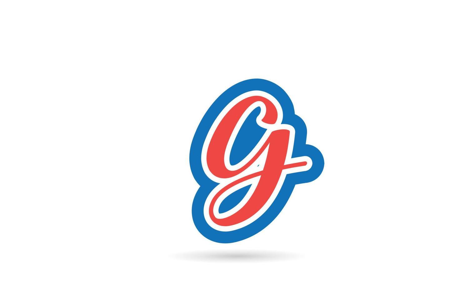 rosso blu scritto a mano g lettera alfabeto logo design icona. modello creativo per affari e società vettore