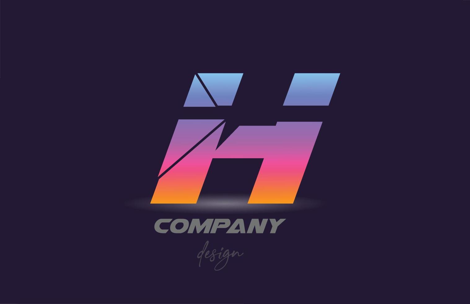 h alfabeto lettera icona logo con stile affettato e design colorato. modello creativo per azienda e business vettore