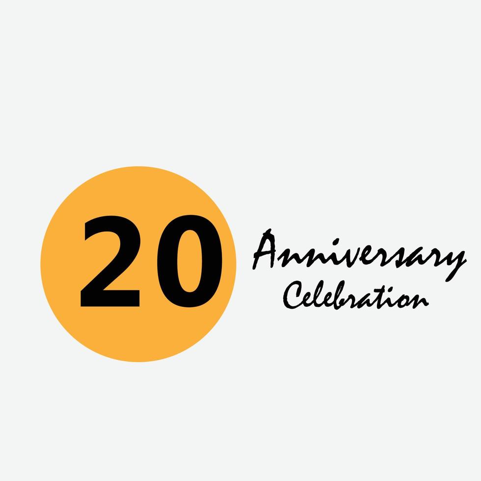 Illustrazione di progettazione del modello di vettore di colore giallo di celebrazione dell'anniversario di 20 anni