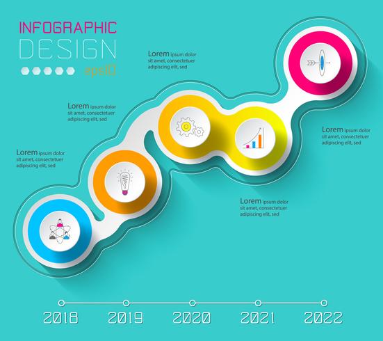 Infographics di vettore sulla linea di tempo o processo di passaggi.