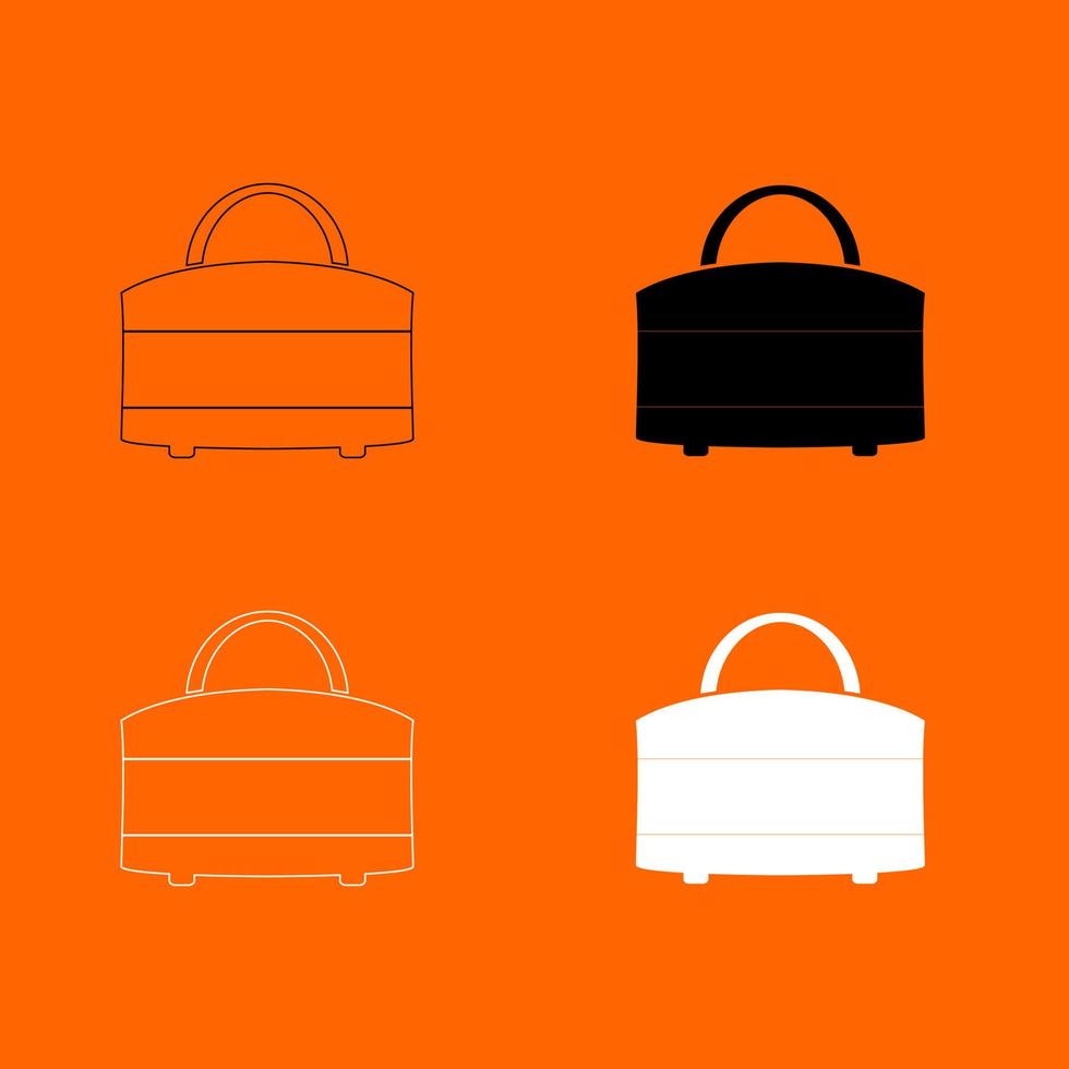 icona del set di colori della borsa da donna in bianco e nero. vettore