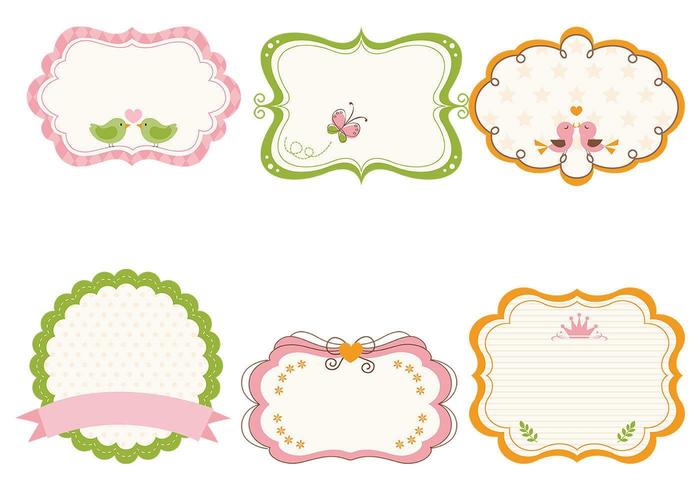 Carino Girly Frame Vector e Label Vector Pack