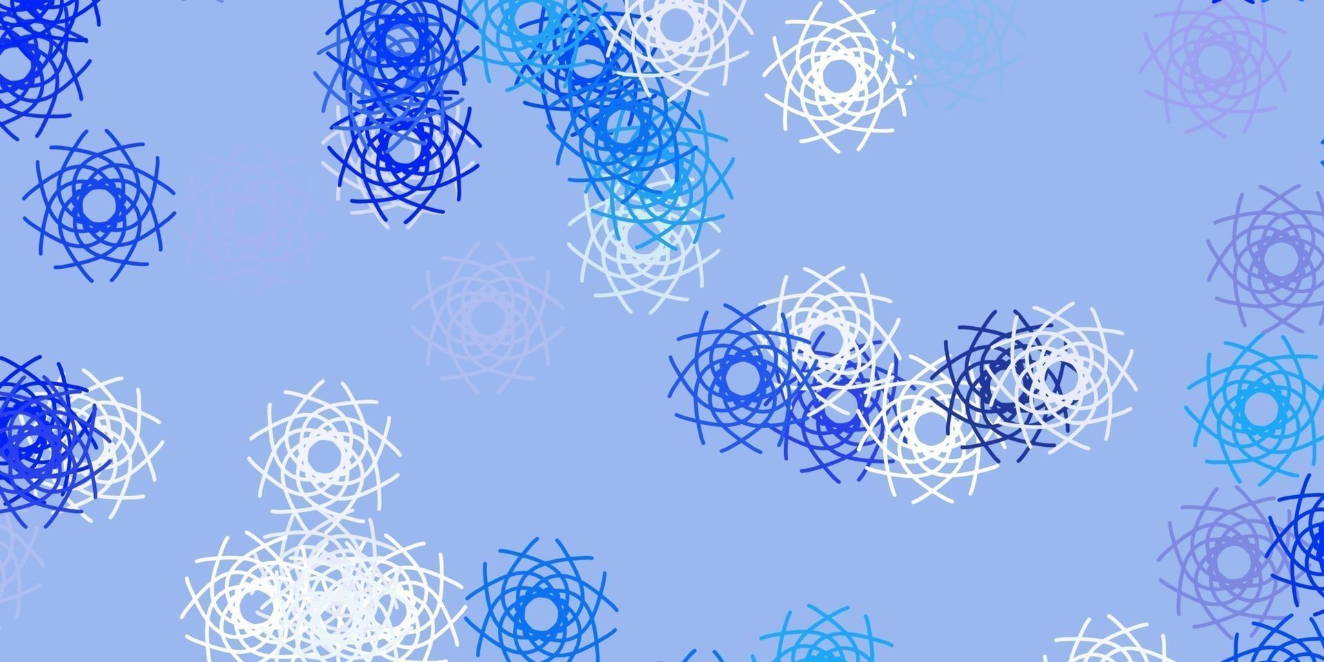 modello di doodle vettoriale blu chiaro con fiori.