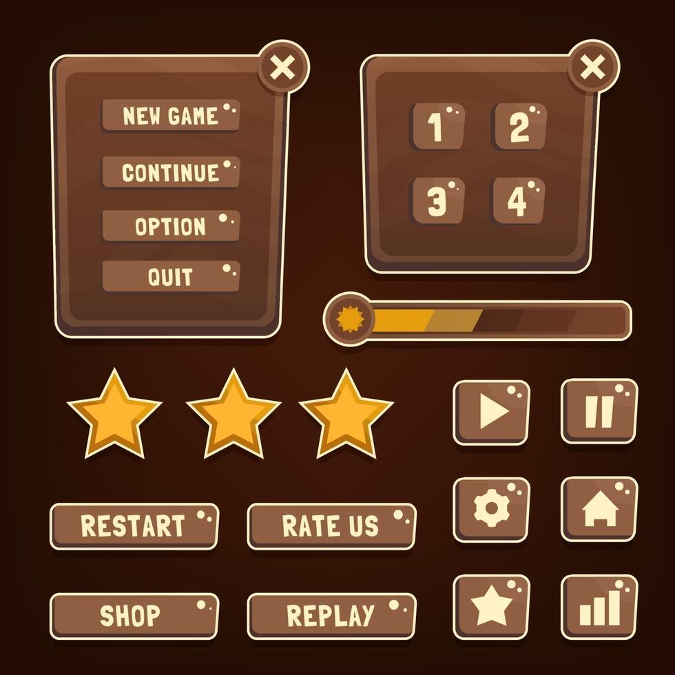 set di pulsanti interfaccia utente di gioco progettata per videogiochi, computer. vettore