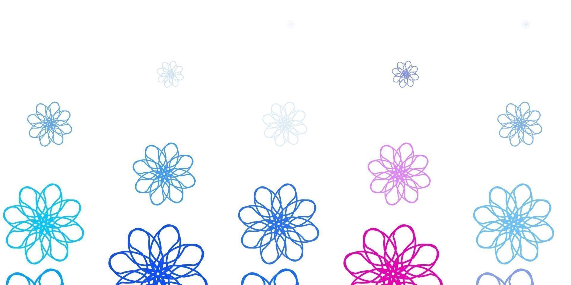 modello doodle vettoriale azzurro, rosso con fiori.