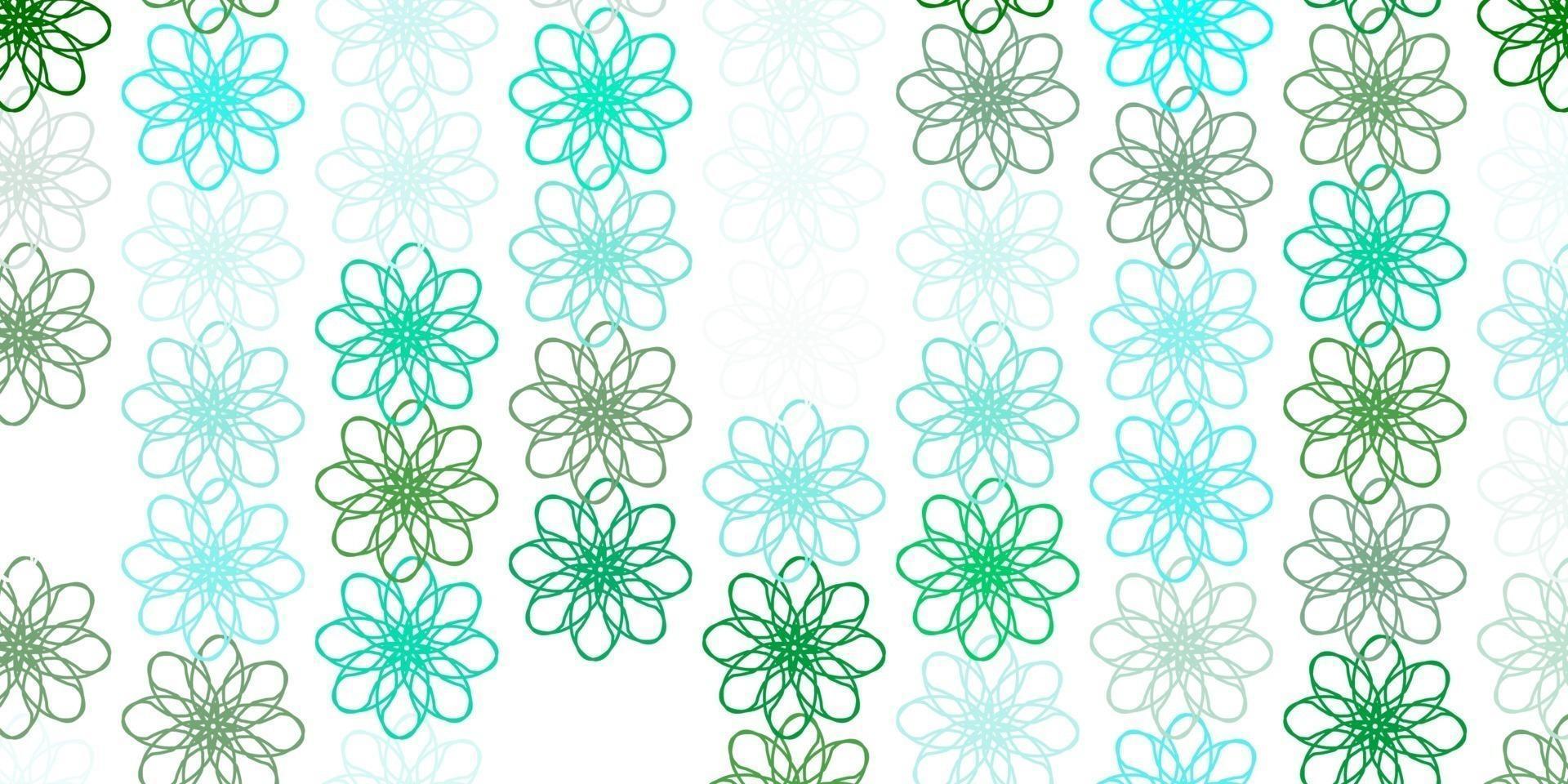 modello doodle vettoriale verde chiaro con fiori.