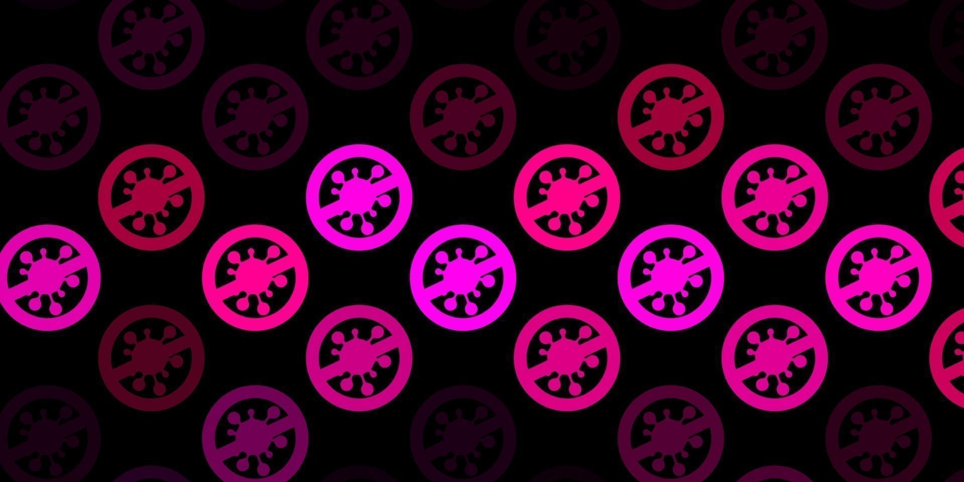 sfondo vettoriale rosa scuro con simboli di virus.
