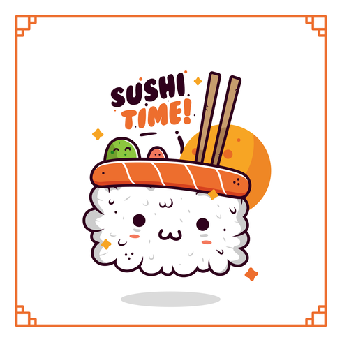 Vettore di sushi kawaii