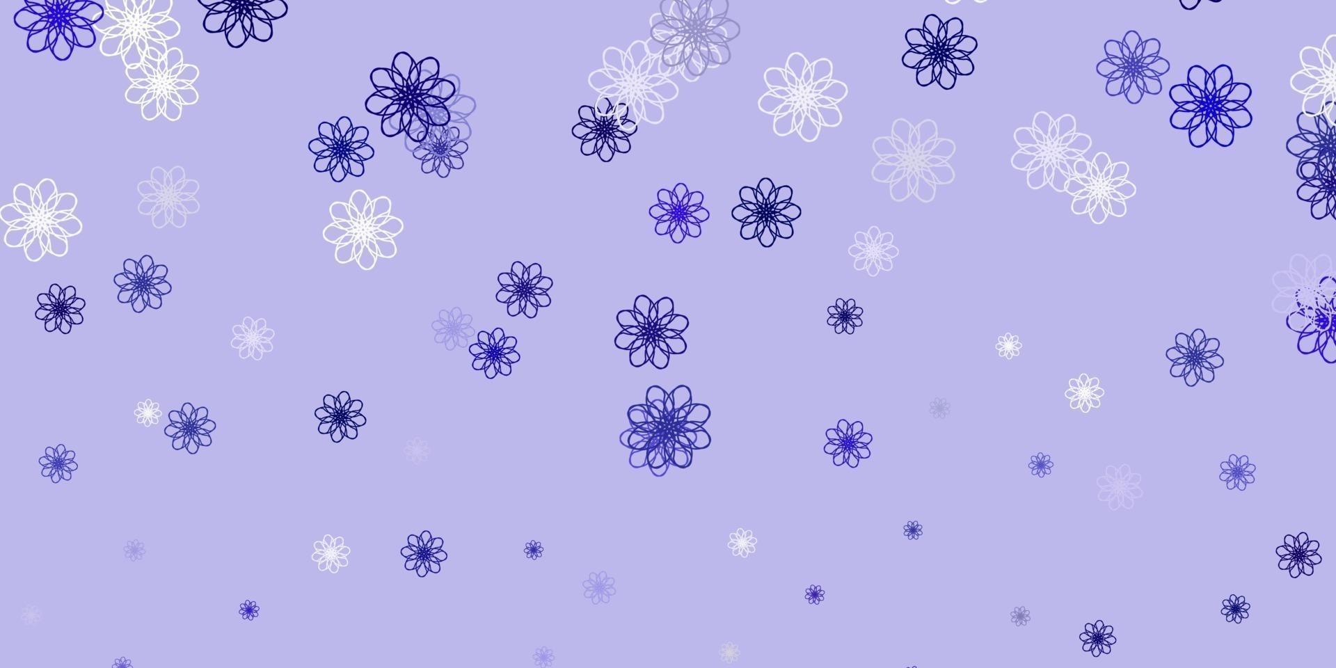 sfondo doodle vettoriale viola chiaro con fiori.