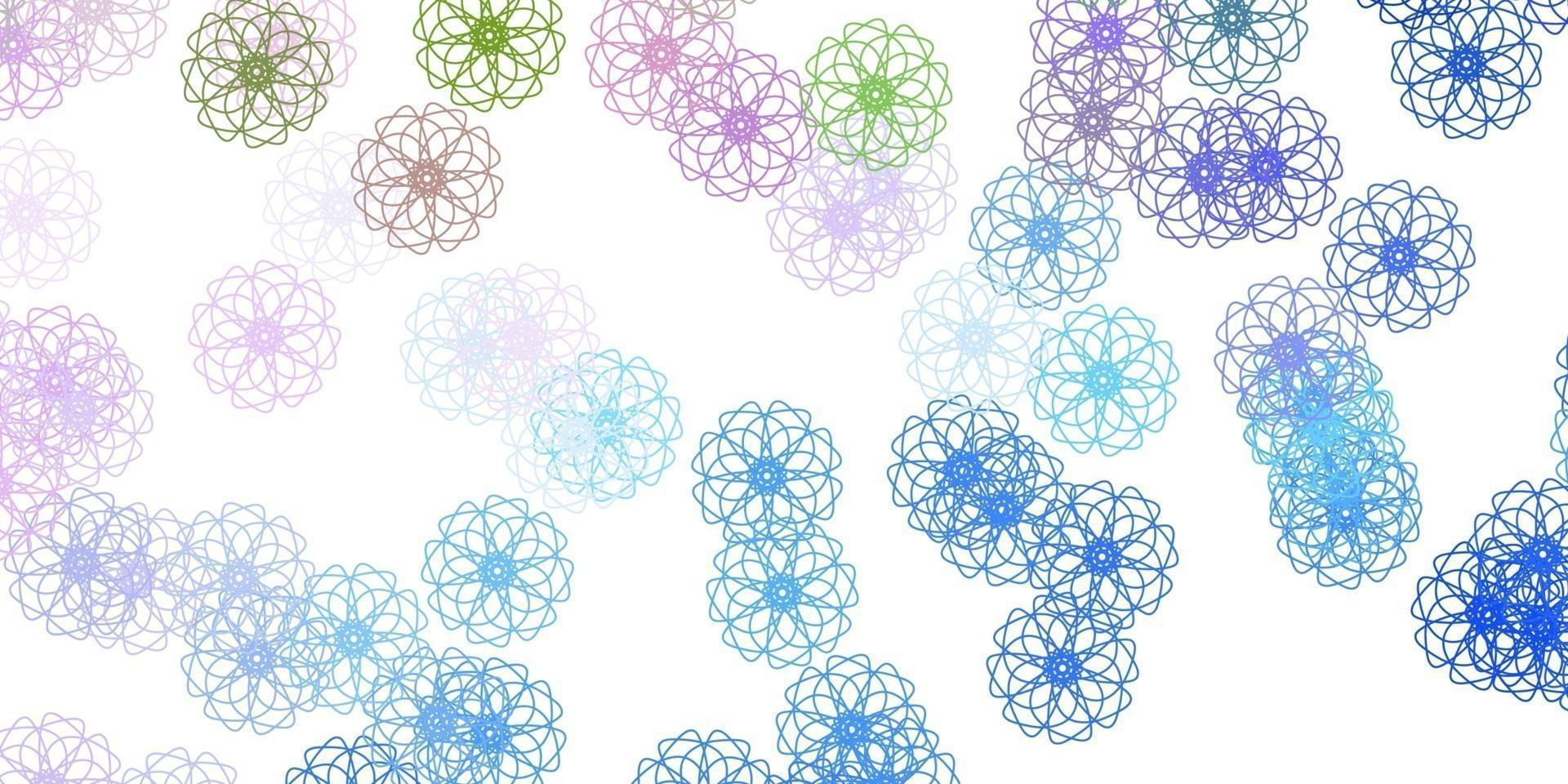 modello di doodle vettoriale azzurro, rosso con fiori.