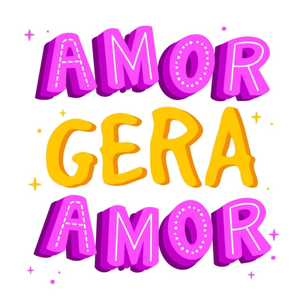 citazione motivazionale portoghese brasiliano. traduzione - l'amore genera amore vettore