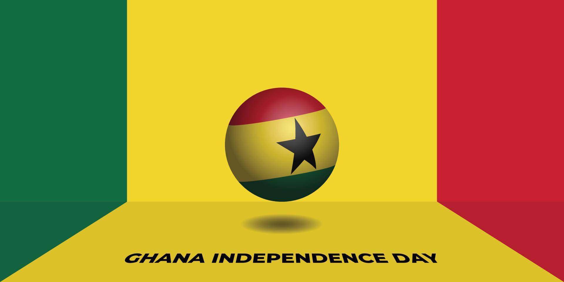 design del giorno dell'indipendenza del ghana con palla del ghana. vettore