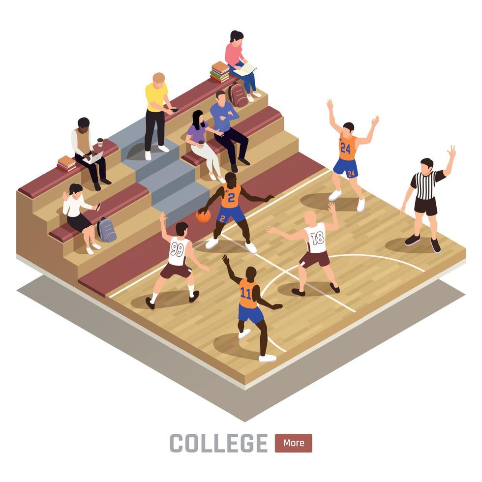 composizione del gioco di basket del college vettore