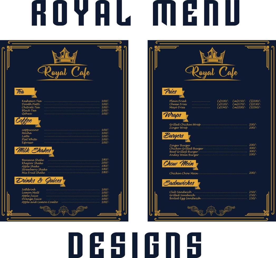menu di cibo ristorante blu reale vettore
