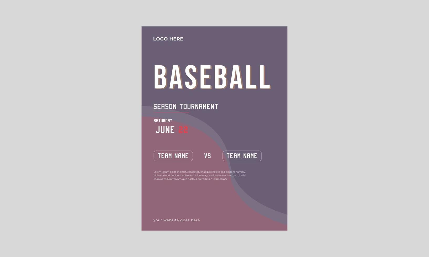 volantino della lega di baseball, modello di poster di baseball, illustrazione di un volantino di festa di baseball, eps vettoriali 10. file eps contiene.