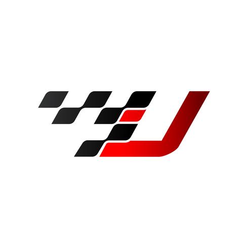 Lettera U con logo bandiera da corsa vettore