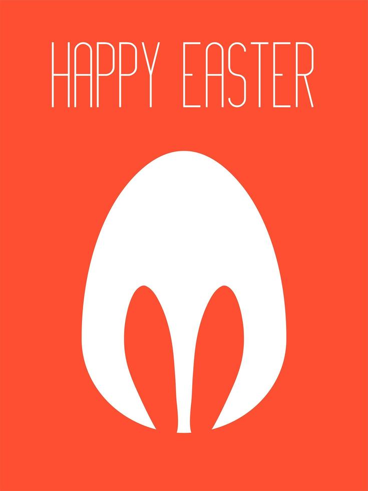 carta o poster di buona pasqua con uovo carino e silhouette di orecchie da coniglio su sfondo pastello. design semplice e minimalista. vettore