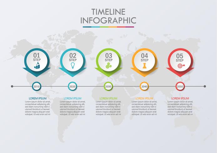 Visualizzazione dei dati aziendali. Icone infographic di cronologia progettate per modello astratto. vettore