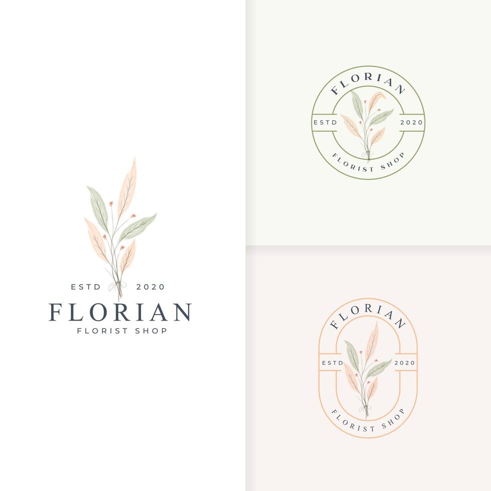 collezione di logo badge botanico minimalista vettore