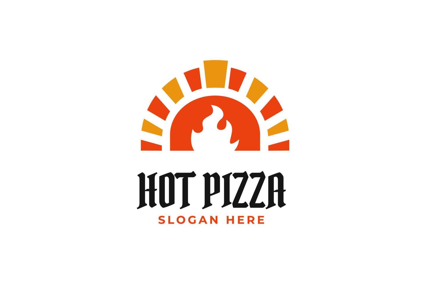 modello di vettore di progettazione di logo di pizza ristorante caldo
