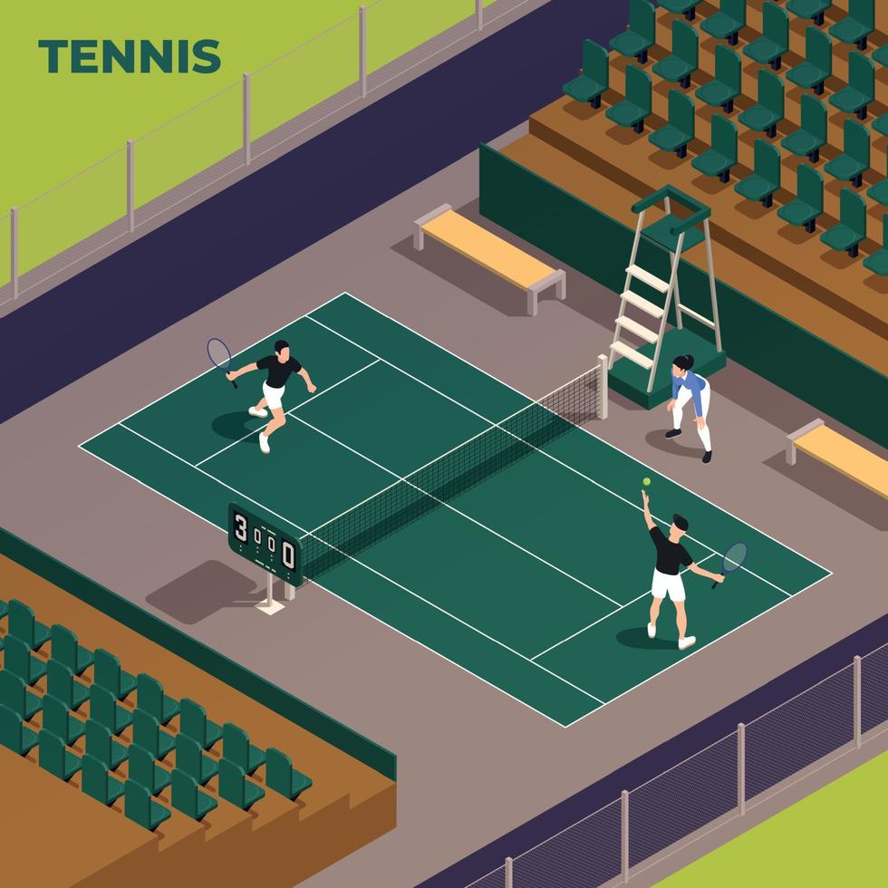 composizione isometrica del campo da tennis vettore