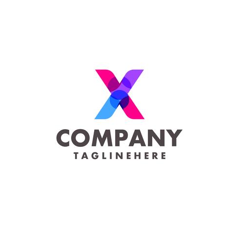 astratto colorato lettera X logo design per società di affari con il moderno colore al neon vettore