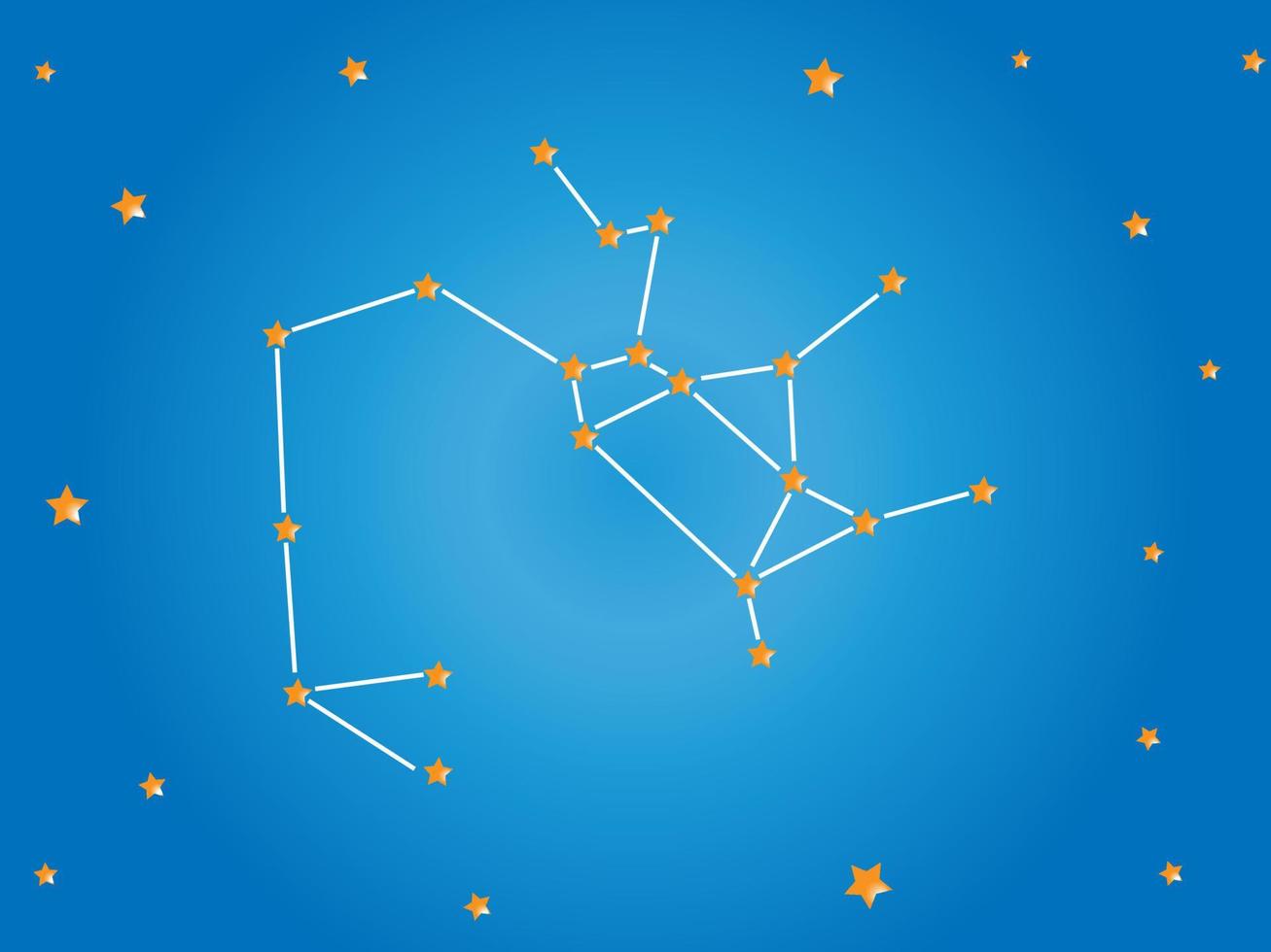 stelle della costellazione del sagittario nello spazio. linee della costellazione del segno zodiacale del sagittario. illustrazione vettoriale