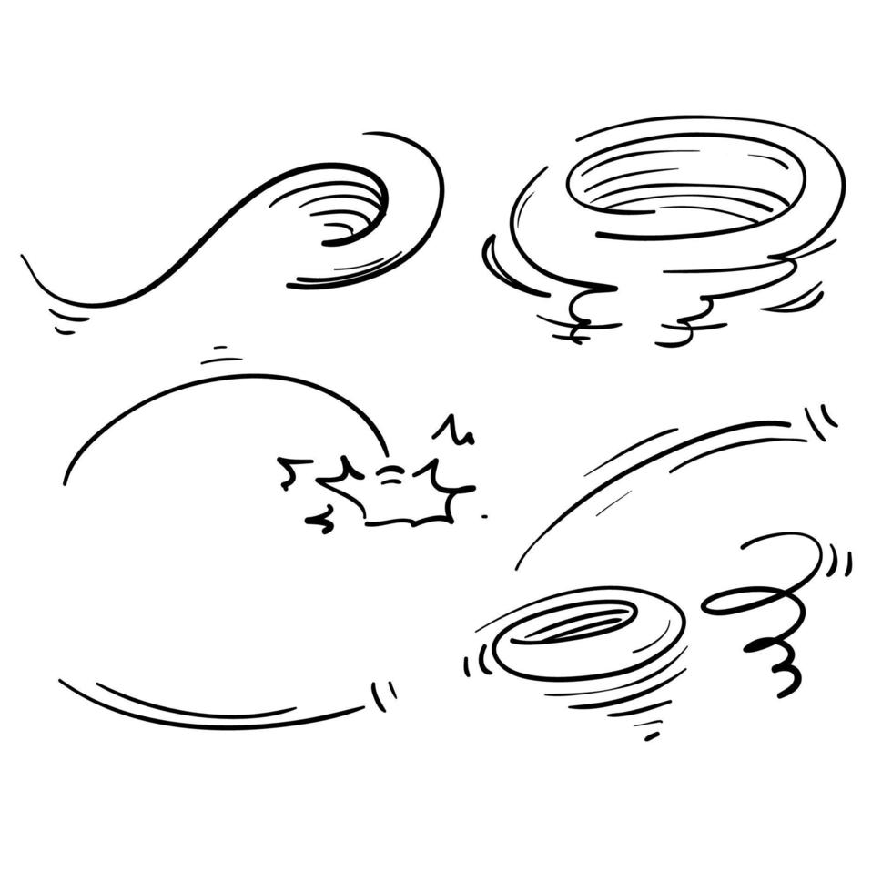 doodle disegnato a mano illustrazione del colpo di vento vettore isolato sfondo