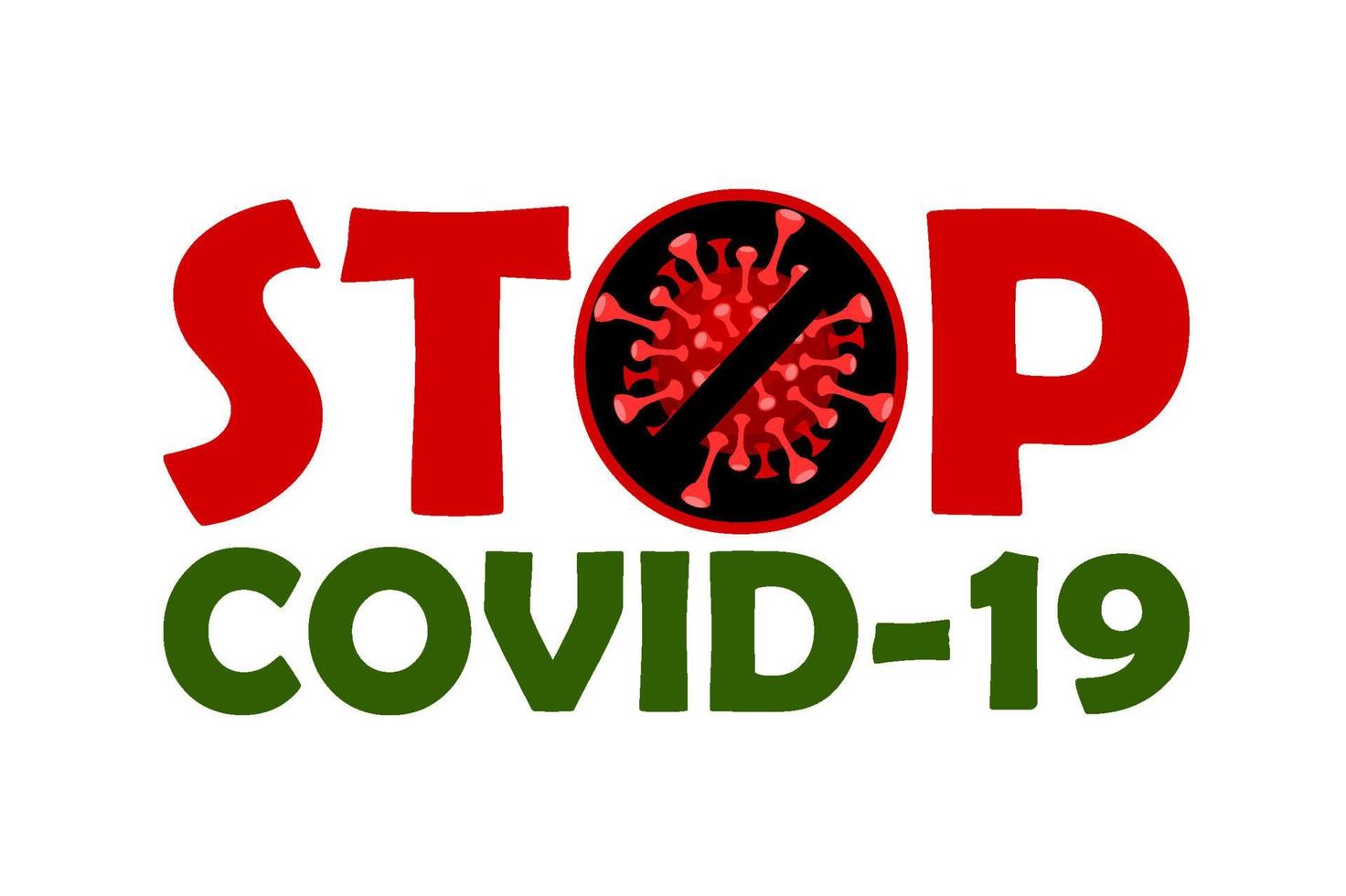 banner con la scritta stop covid-19 e virus. il coronavirus è una malattia epidemica. vettore