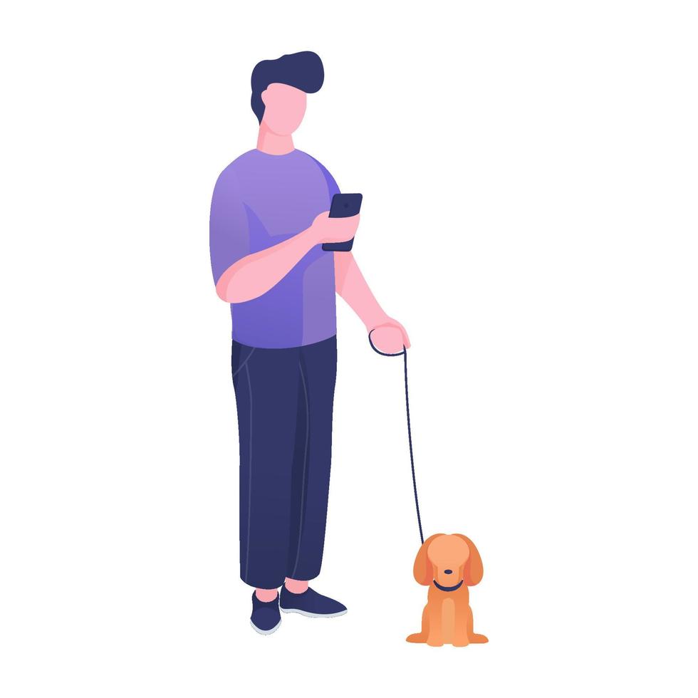 uomo in piedi con il cane vettore