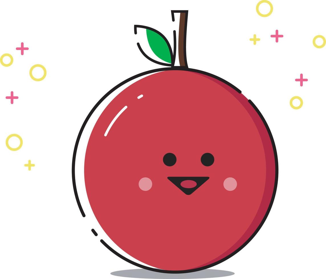 disegno vettoriale di frutta mela con viso carino