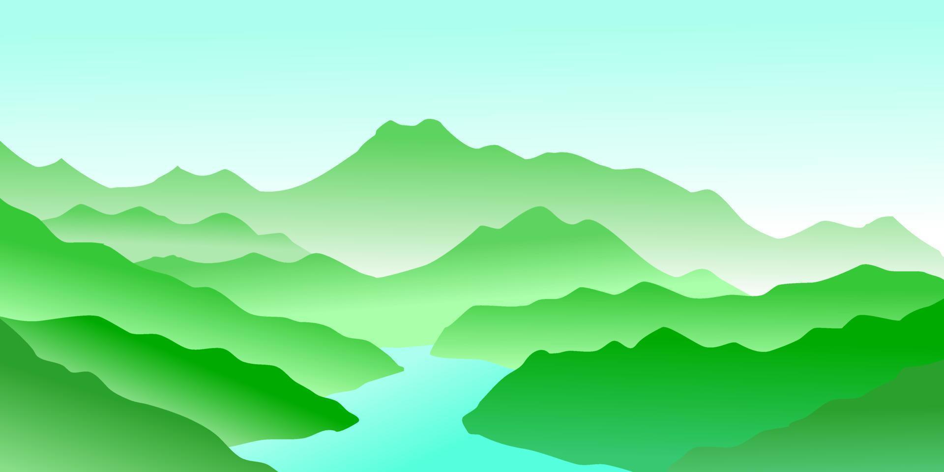 vettore cresta e fiume verdi della montagna