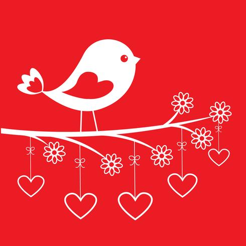Uccello carino - elegante carta per il giorno di San Valentino vettore
