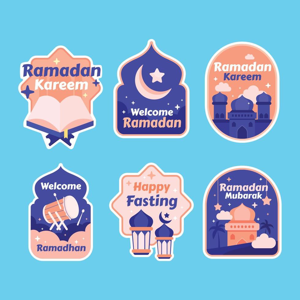 set di adesivi ramadhan kareem vettore