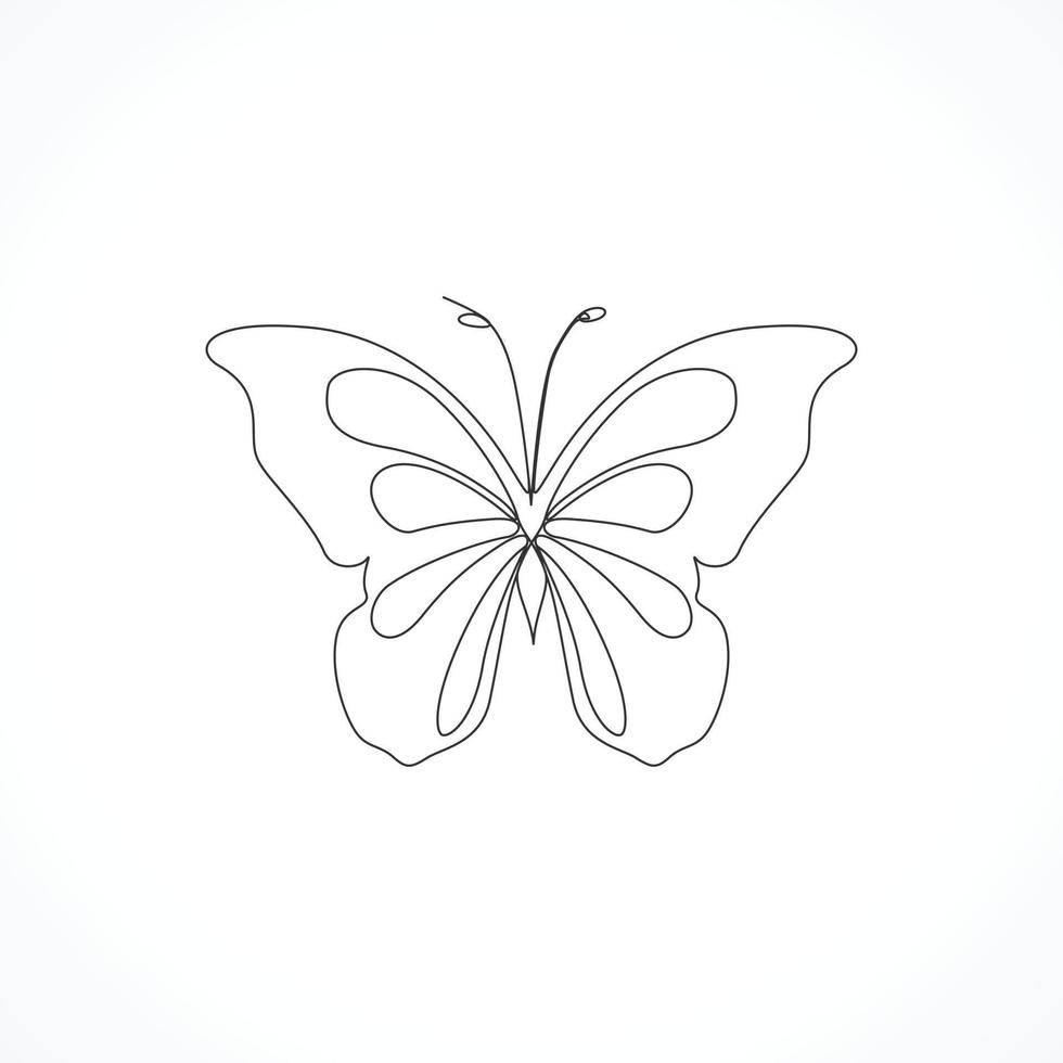 disegno a linea continua di una bella farfalla vettore