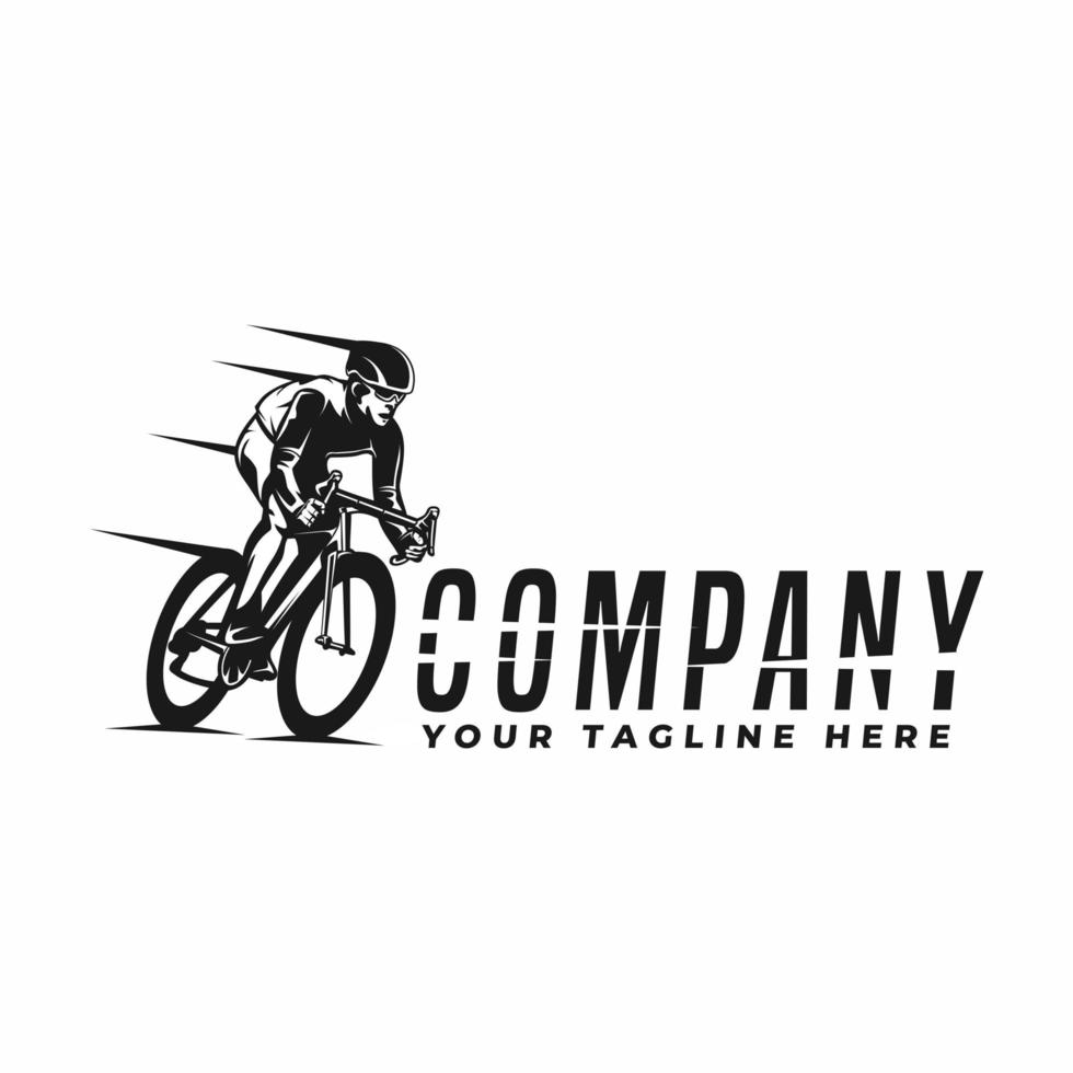 logo della bicicletta da corsa in bianco e nero vettore
