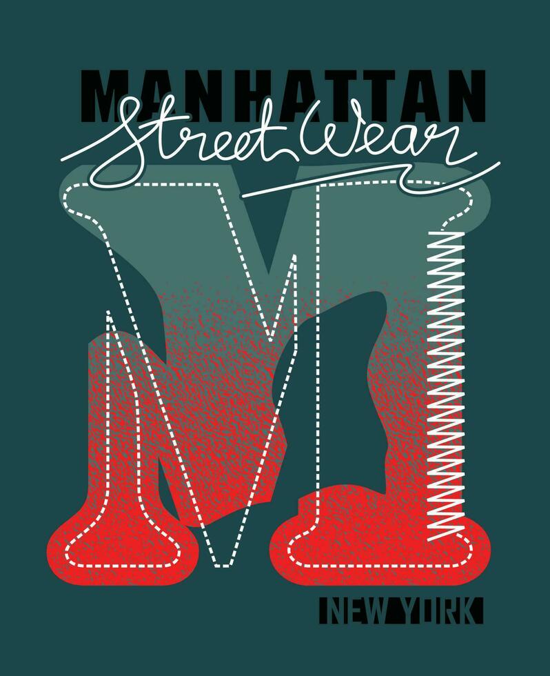 manhattan elemento di moda uomo design e ispirazione lettering mani arte slogan citazione motivazionale tipografia graphic design.illustrazione vettoriale. vettore