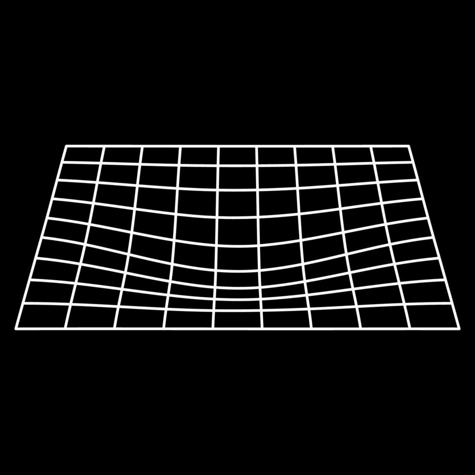 reticolo futuristico wireframe a griglia. Forma geometrica dell'ordito 3d con linea ondulata curva. griglia d'onda bianca su sfondo nero. design moderno astratto. illustrazione vettoriale isolata.