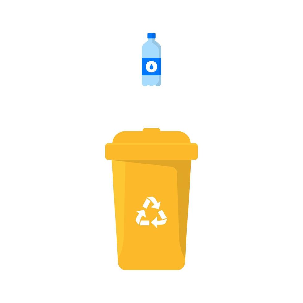 contenitore della spazzatura o cestino per i rifiuti di plastica. bidone di plastica per la raccolta differenziata su sfondo bianco. illustrazione vettoriale isolata.