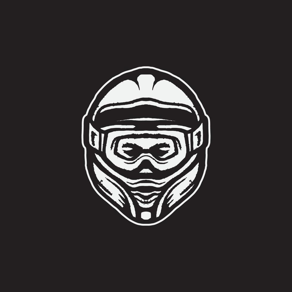 illustrazione del casco da motocross in stile retrò. abbigliamento da motociclista. vettore