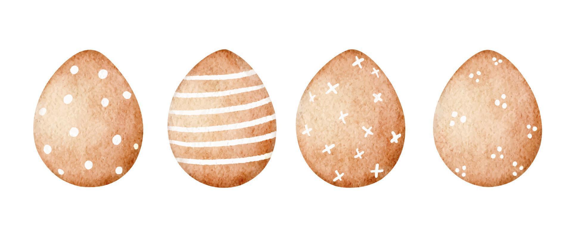 set di uova di Pasqua dipinte. illustrazione ad acquerello. vettore