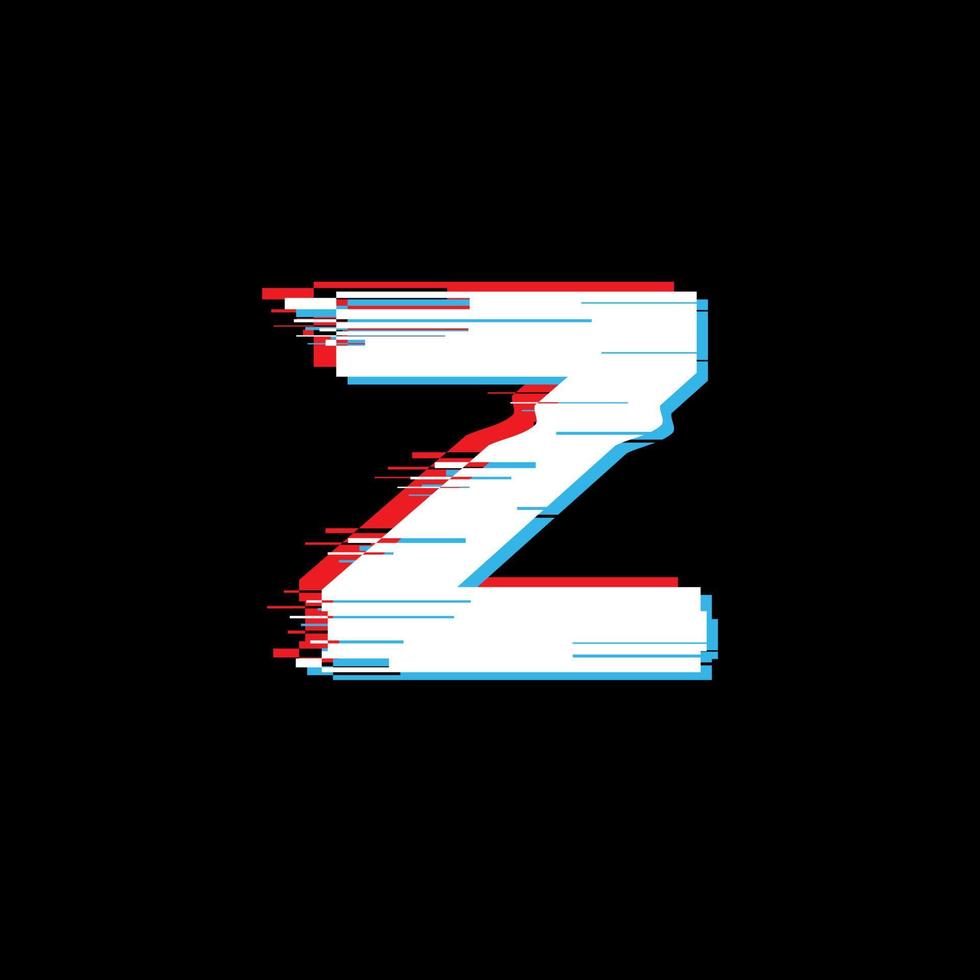 lettera z con effetto glitch astratto vettore