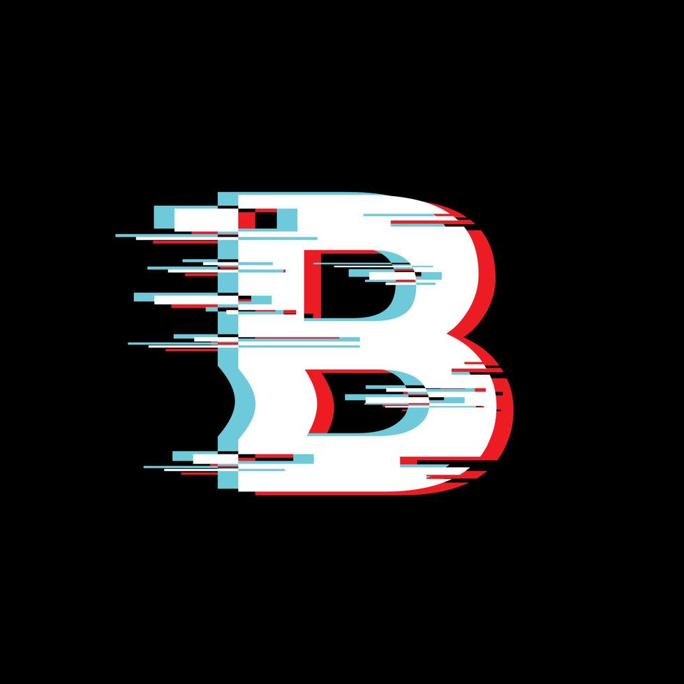lettera b con effetto glitch astratto vettore