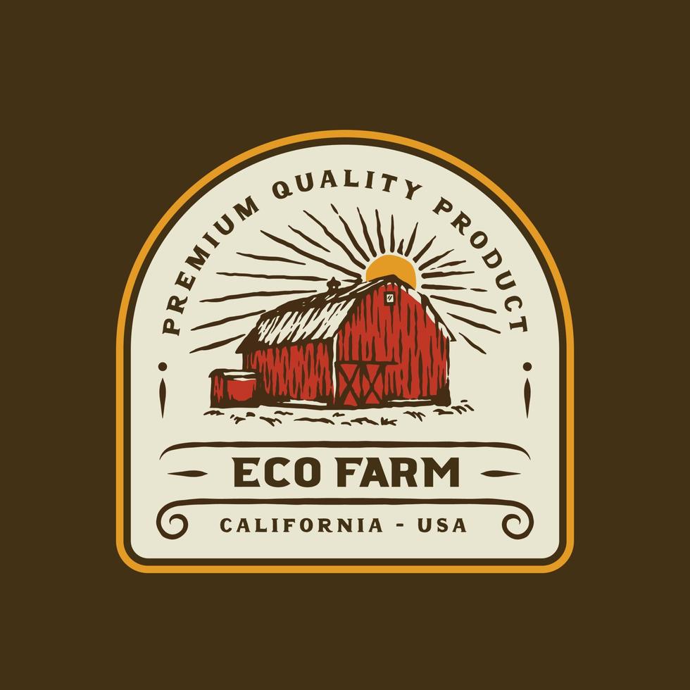 distintivo del logo contadino vintage. illustrazione vettoriale fatta a mano